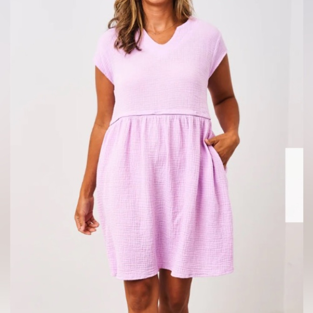 Latched Mama Coastline Cotton Zip Nursing Dress
M, Wisteria